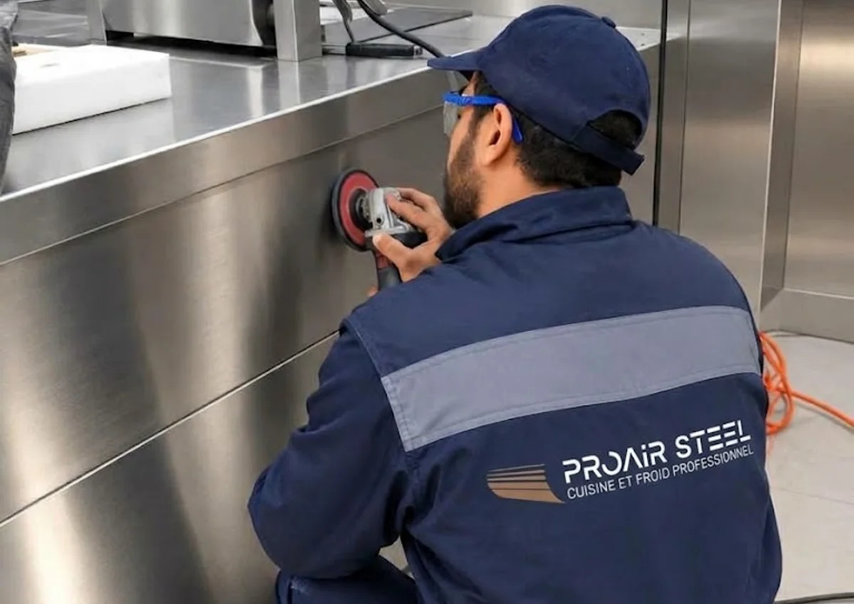 Technicien intervenant sur un équipement inox professionnel