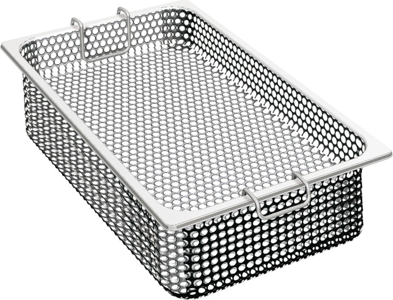 BAC PERFORÉ INOX GN 1/1, HAUTEUR 10 CM AVEC POIGNÉES