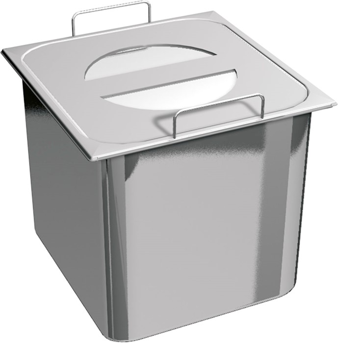 BAC GASTRO INOX AVEC COUVERCLE ET POIGNÉES G.N 1/6