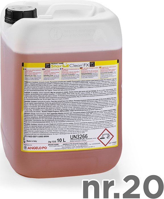 DÉTERGENT STARCLEANFX - 20 BIDONS DE 10 LT - POUR FOURS TT - FX LIV.3 - BX..W (PALETTE)