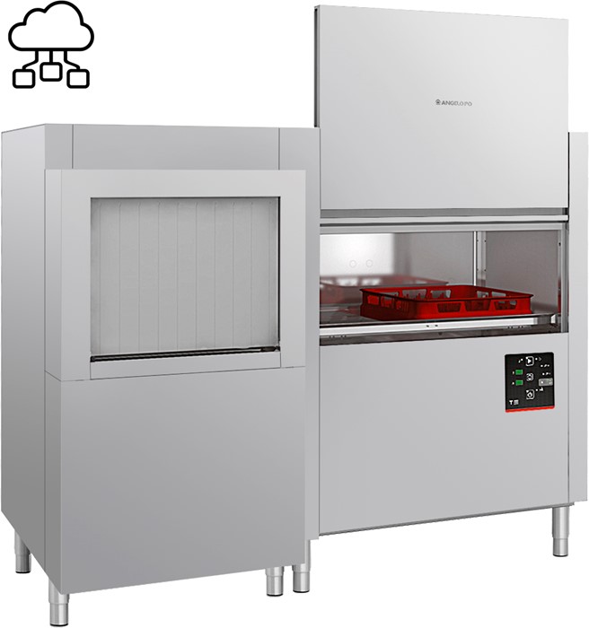 LAVE-VAISSELLE AVANCEMENT AUTOMATIQUE 270 PANIERS/HEURE - EN ANGLE - SORTIE PANIER DROITE